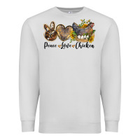 Dove Grey Western Peace Love Chickens Premium Sweatshirt - LillyAllenDesigns