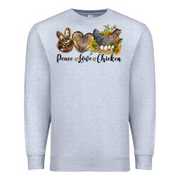 Heather Grey Western Peace Love Chickens Premium Sweatshirt - LillyAllenDesigns