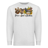 Oatmeal Heather Western Peace Love Chickens Premium Sweatshirt - LillyAllenDesigns
