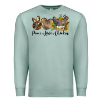 Seafoam Western Peace Love Chickens Premium Sweatshirt - LillyAllenDesigns