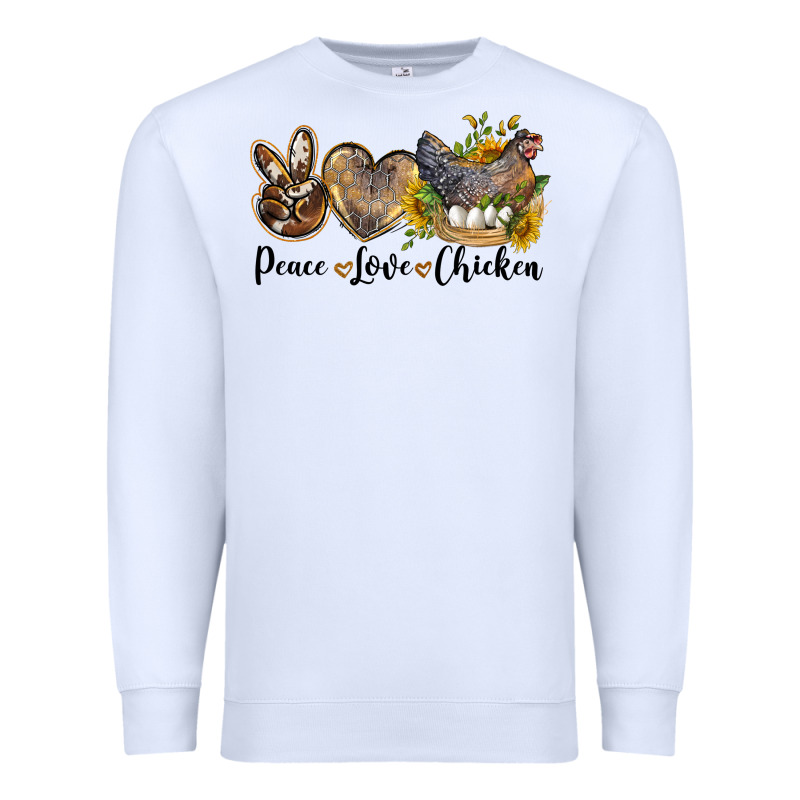 Western Peace Love Chickens Premium Sweatshirt by LillyAllenDesigns | Teevron