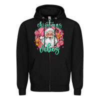 Black christmas vibes santa Zipper Hoodie - AdoDesignShop