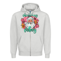 Dove Grey christmas vibes santa Zipper Hoodie - AdoDesignShop