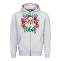 Heather Grey christmas vibes santa Zipper Hoodie - AdoDesignShop