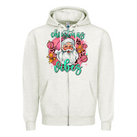Oatmeal Heather christmas vibes santa Zipper Hoodie - AdoDesignShop