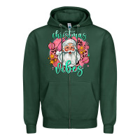 Sports Green christmas vibes santa Zipper Hoodie - AdoDesignShop