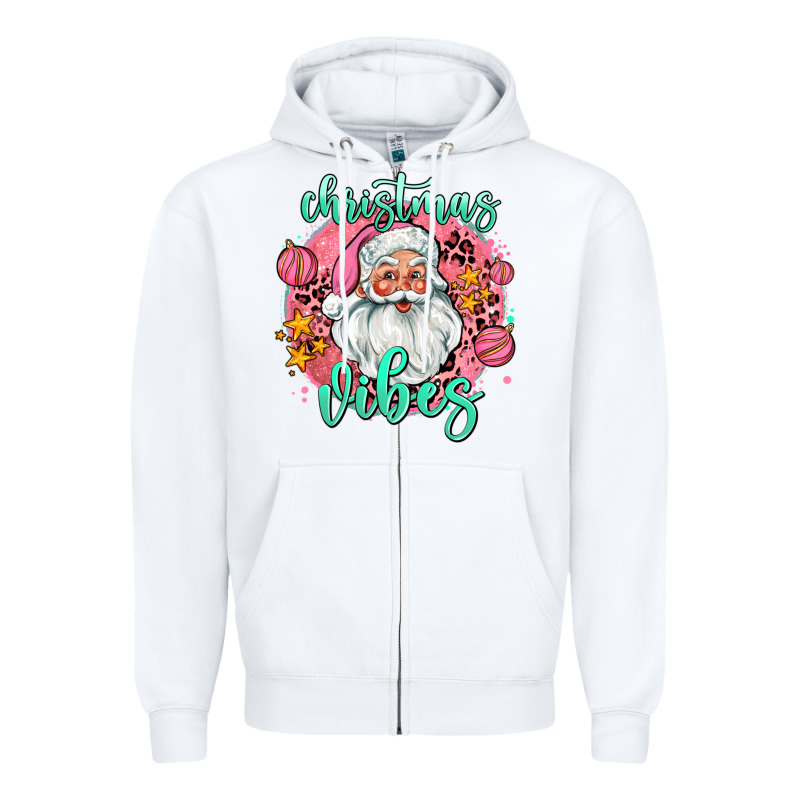 Christmas Vibes Santa Zipper Hoodie by AdoDesignShop | Teevron