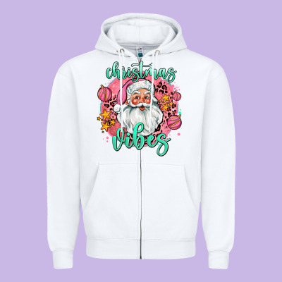 Christmas Vibes Santa Zipper Hoodie Designed By Adodesignshop