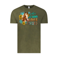 Vintage Olive western just a girl who loves horses Vintage Tee - texasbilliewilder