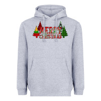 Heather Grey merry christmas glitter plaid trees Heavyweight Hoodie - AdoDesignShop