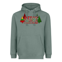Sage merry christmas glitter plaid trees Heavyweight Hoodie - AdoDesignShop