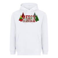 White merry christmas glitter plaid trees Heavyweight Hoodie - AdoDesignShop