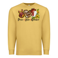 Antique Gold Peace Love Rooster With Sunflowers Premium Sweatshirt - LillyAllenDesigns