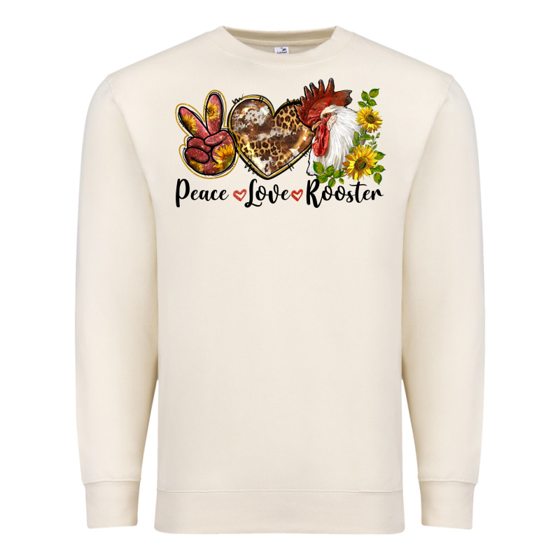 Peace Love Rooster With Sunflowers Premium Sweatshirt by LillyAllenDesigns | Teevron