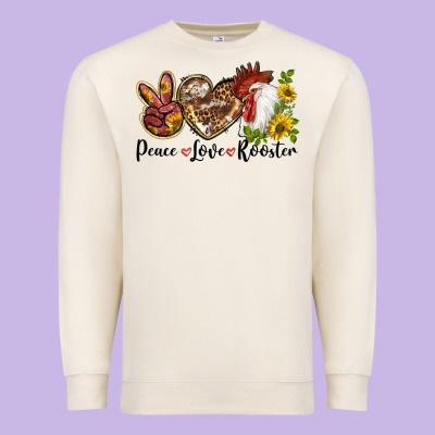Peace Love Rooster With Sunflowers Premium Sweatshirt Designed By Lillyallendesigns
