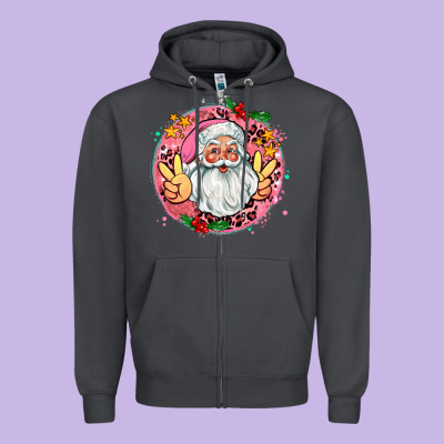 Merry Christmas Peace Santa Zipper Hoodie Designed By Adodesignshop