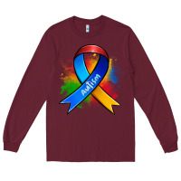 Burgundy autism ribbon Long Sleeve Tee - Zillion Design Studio