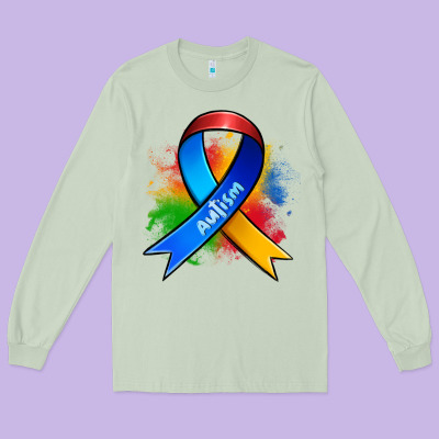 Autism Ribbon Long Sleeve Tee Designed By Zillion Design Studio