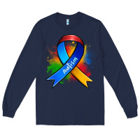 Navy autism ribbon Long Sleeve Tee - Zillion Design Studio