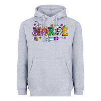 Heather Grey mardi gras nurse leopard cowhide glitter Heavyweight Hoodie - Artiststas