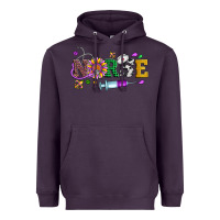Mardi Gras Nurse Leopard Cowhide Glitter Heavyweight Hoodie | Teevron