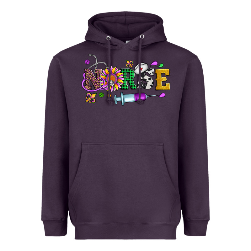 Mardi Gras Nurse Leopard Cowhide Glitter Heavyweight Hoodie by Artiststas | Teevron