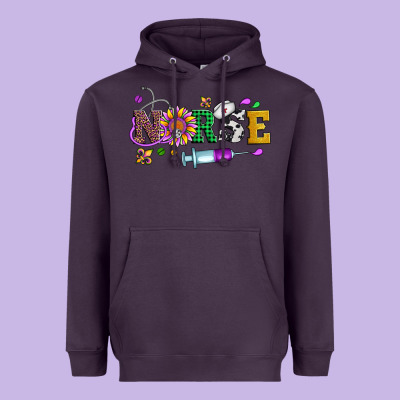 Mardi Gras Nurse Leopard Cowhide Glitter Heavyweight Hoodie Designed By Artiststas