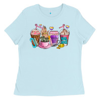 Baby Blue nail art  coffee cups Ladies Tee - AdoDesignShop