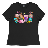 Black nail art  coffee cups Ladies Tee - AdoDesignShop