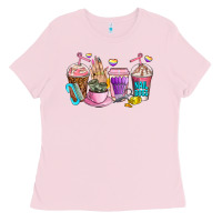 Bubblegum Pink nail art  coffee cups Ladies Tee - AdoDesignShop