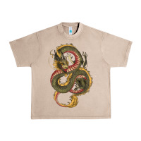 French Oak green and yellow dragon Urban Heavy Tee - RanaPortraitStore