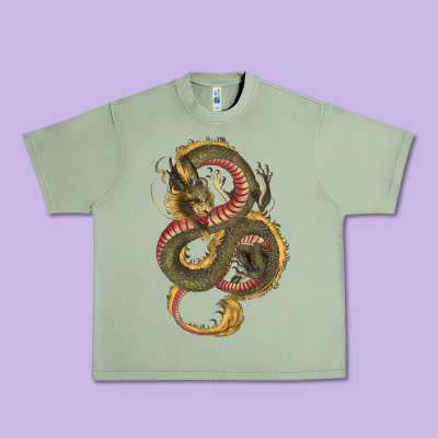 Urban Heavy Tee green and yellow dragon