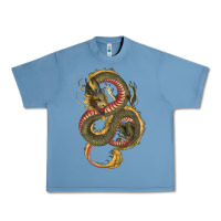 Pebble Blue green and yellow dragon Urban Heavy Tee - RanaPortraitStore
