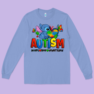 Autism Stitch Accept Love Understand Long Sleeve Tee Designed By Zillion Design Studio