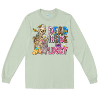 Matcha easter dead inside but lucky  with skeleton Long Sleeve Tee - AdoDesignShop