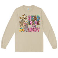 Mushroom easter dead inside but lucky  with skeleton Long Sleeve Tee - AdoDesignShop