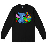 Black autism stitch heart Long Sleeve Tee - Zillion Design Studio