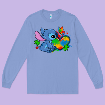Autism Stitch Heart Long Sleeve Tee Designed By Zillion Design Studio