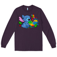 Plum autism stitch heart Long Sleeve Tee - Zillion Design Studio