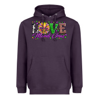 Plum love mardi gras fleur de lis sunflower leopard and beads Heavyweight Hoodie - Artiststas
