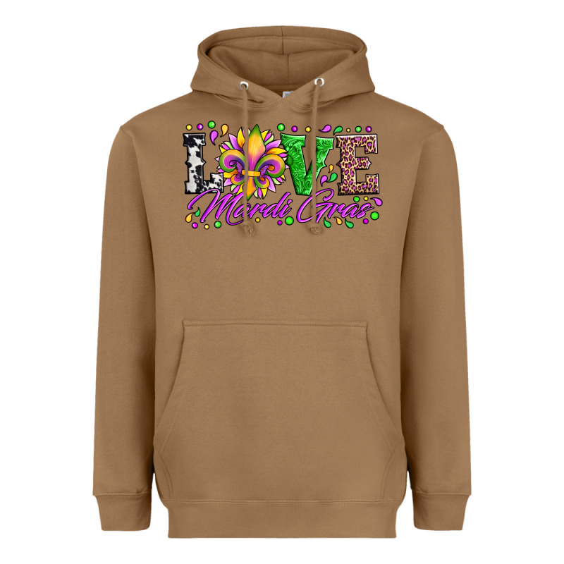 Love Mardi Gras Fleur De Lis Sunflower Leopard And Beads Heavyweight Hoodie by Artiststas | Teevron