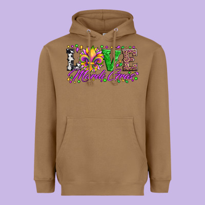 Love Mardi Gras Fleur De Lis Sunflower Leopard And Beads Heavyweight Hoodie Designed By Artiststas