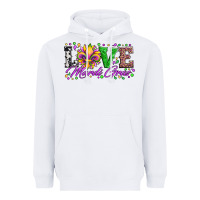 White love mardi gras fleur de lis sunflower leopard and beads Heavyweight Hoodie - Artiststas