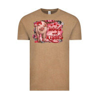 Vintage Coffee Valentines Day Pig Hogs And Kisses Vintage Tee - RanaPortraitStore