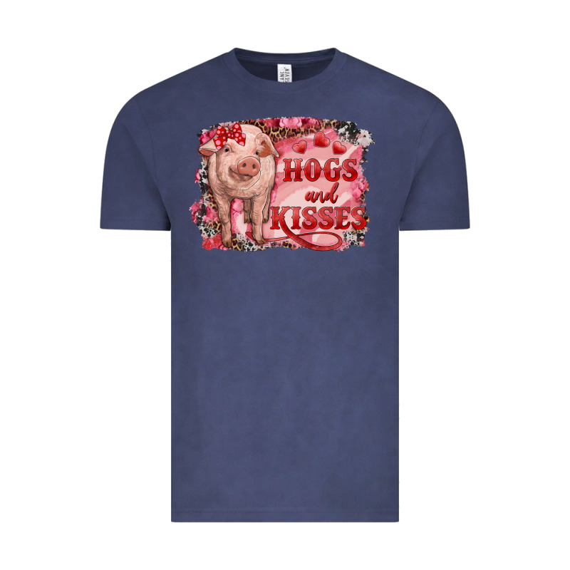 Valentines Day Pig Hogs And Kisses Vintage Tee by RanaPortraitStore | Teevron