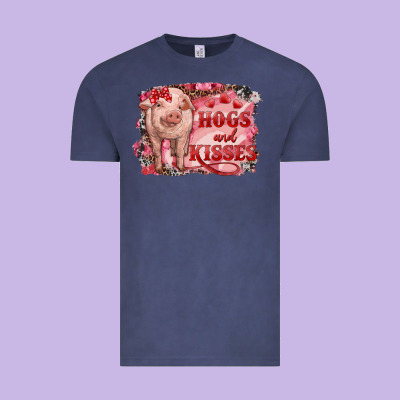 Vintage Tee Valentines Day Pig Hogs And Kisses