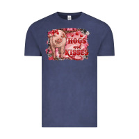 Vintage Denim Valentines Day Pig Hogs And Kisses Vintage Tee - RanaPortraitStore