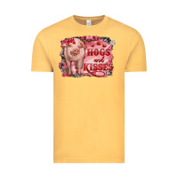 Vintage Mustard Valentines Day Pig Hogs And Kisses Vintage Tee - RanaPortraitStore