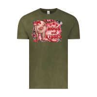 Vintage Olive Valentines Day Pig Hogs And Kisses Vintage Tee - RanaPortraitStore