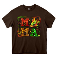 Chocolate Brown juneteenth leopard frame mama Mother's Day Heavy Core Tee - LillyAllenDesigns